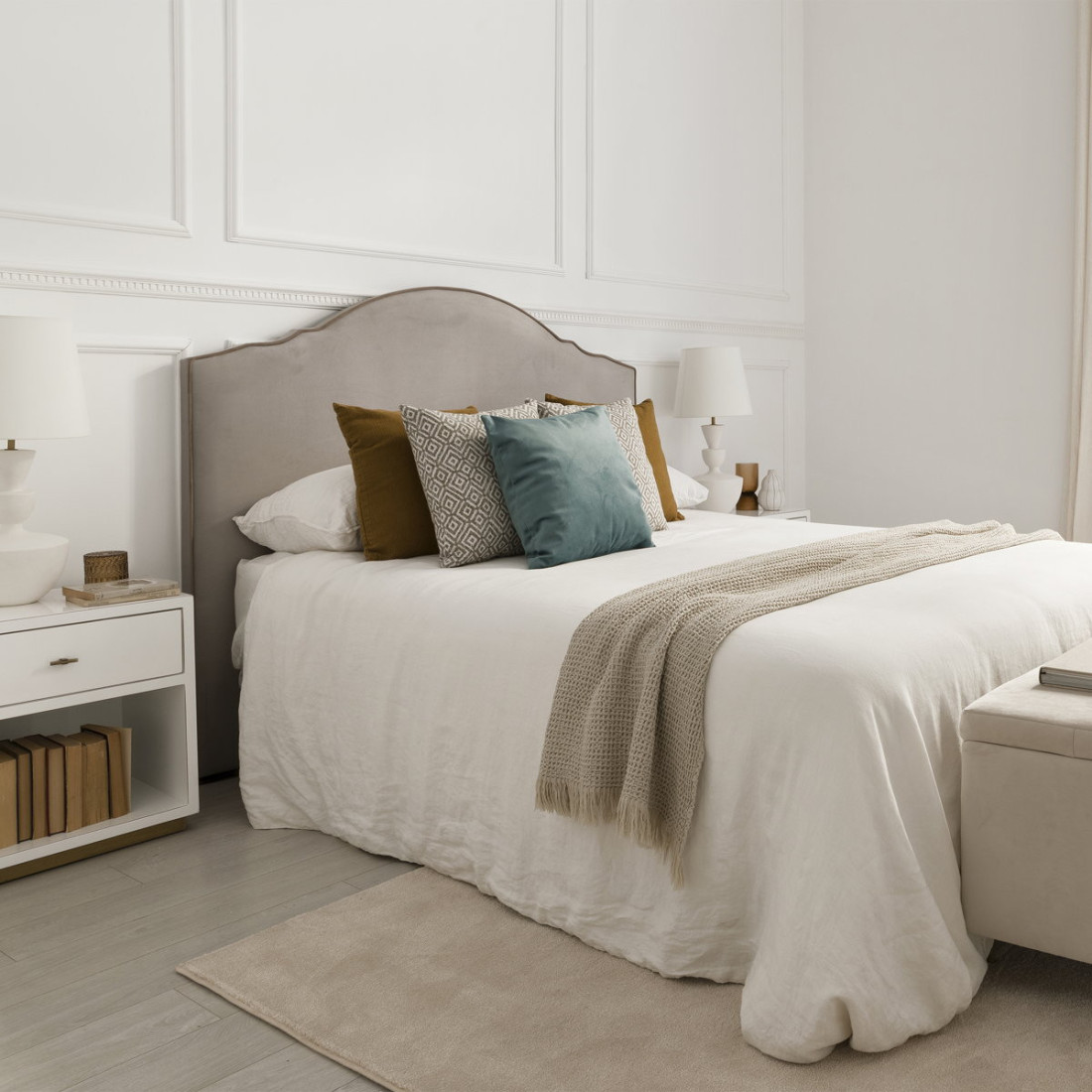 Cabecero personalizable Abby Medidas cabeceros Para cama de 150 cm Colores  tapizados Balenciaga 2 gris