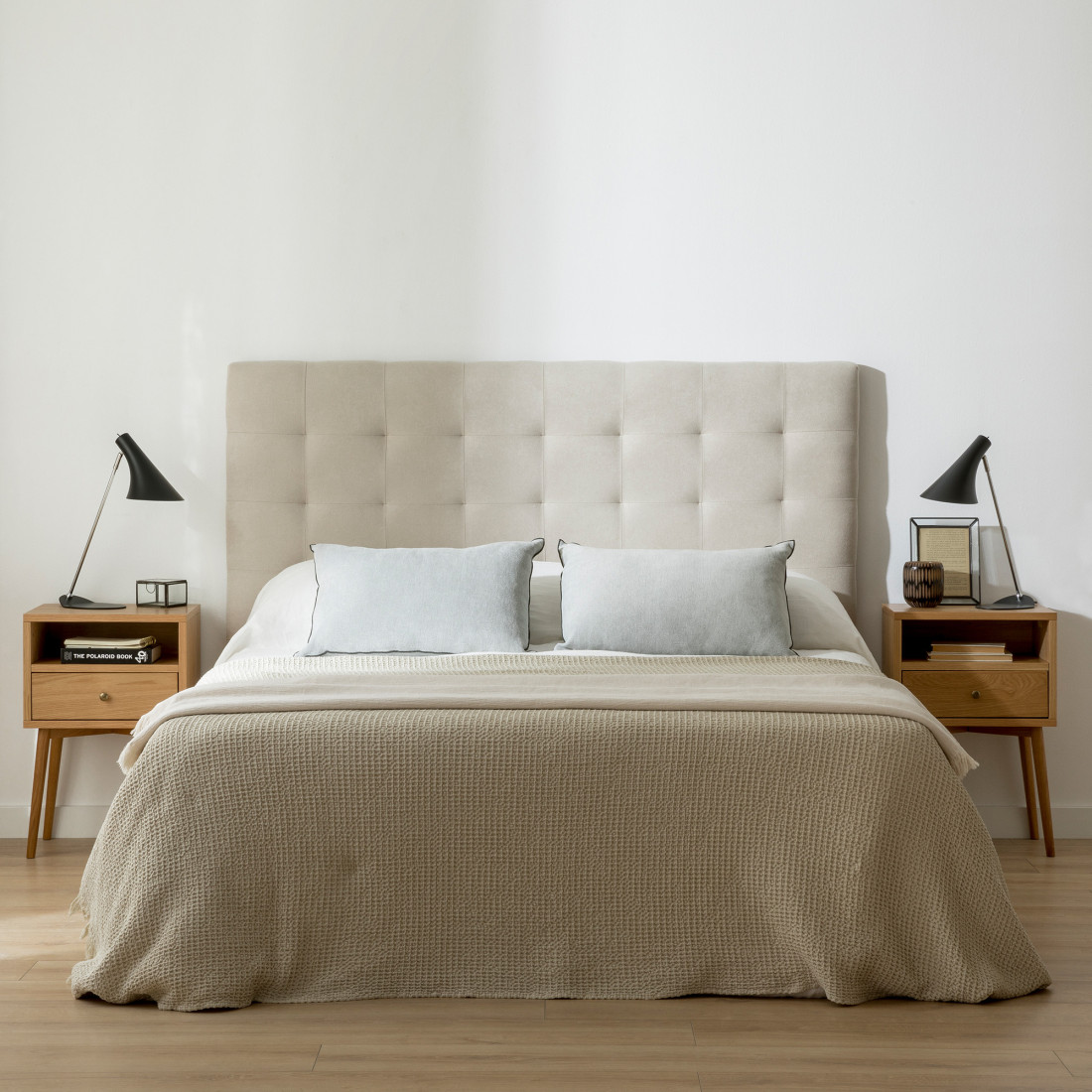 Cabecero de cama de 90 tapizado capitone dormitorio Lampe